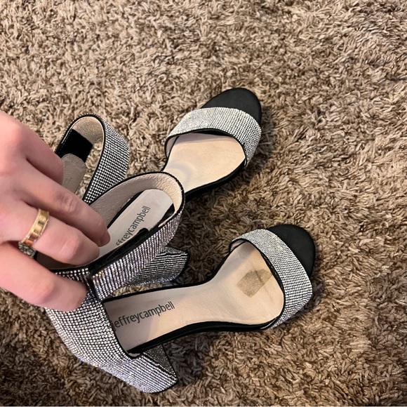 Jeffrey Campbell Lindsay Ankle Strap Sandal
Black satin and rhinestones - Picture 5 of 7